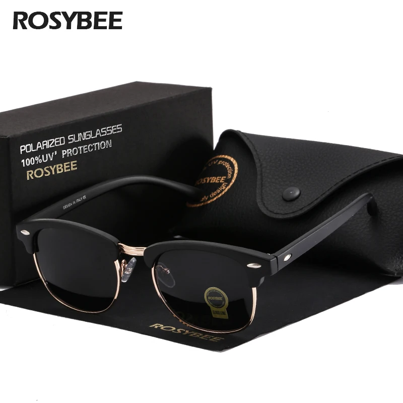 ROSYBEE, UV400, для клуба, поляризационные солнцезащитные очки, для мужчин и женщин, классические, крутые, Ретро стиль, солнцезащитные очки, покрытие, для мужчин, для вождения, модные, мужские очки