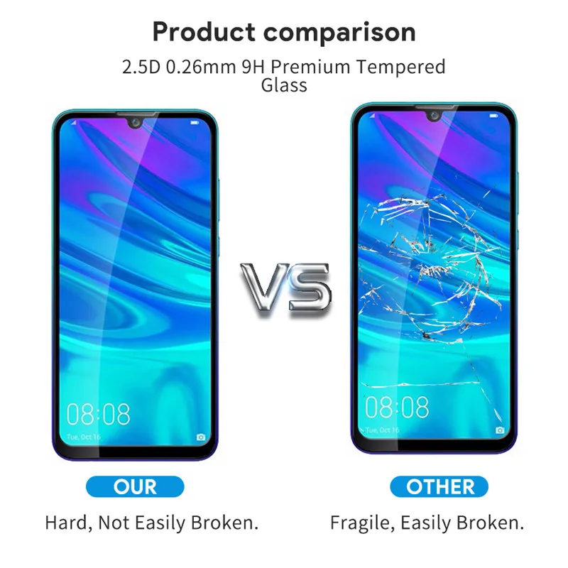 Взрывобезопасное закаленное стекло для Huawei Y6 2019 Y7 Prime Pro полная стеклянная
