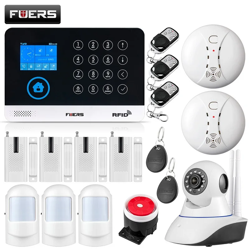 FUERS WG11 Wi-Fi GSM беспроводная домашняя бизнес охранная сигнализация Система управления приложением сирена RFID детектор движения PIR датчик дыма