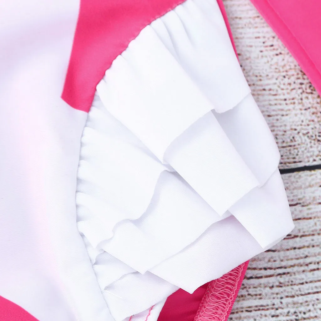 TELOTUNY 2020 детская одежда для девочек с оборками мультфильм Rashguard купальный костюм