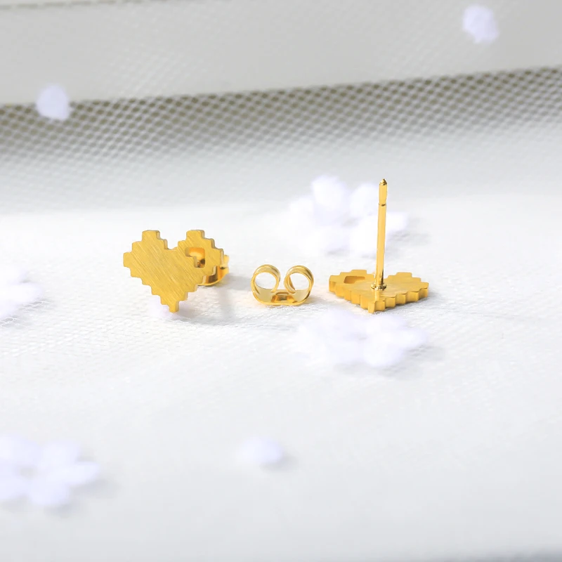 V привлекательный корейский полый сердечный Комплект сережек для женщин золотой