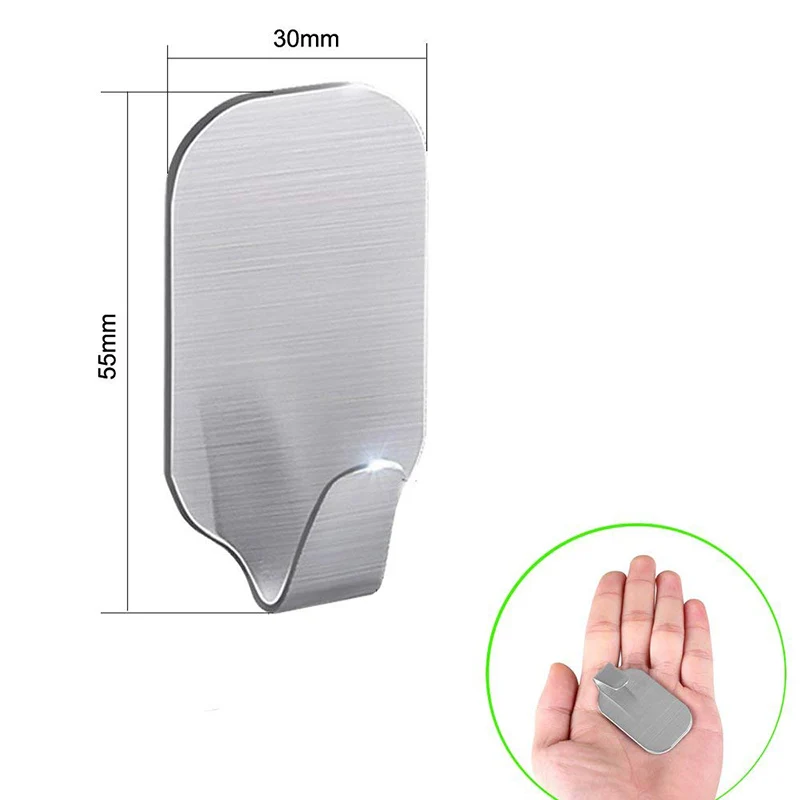 

6/4/3/2/1Pcs Stainless Steel Wall-mounted Hook Kitchen Self Adhesive Hooks Hangers Punch-free Strong Hook Bathroom Storage Hooks