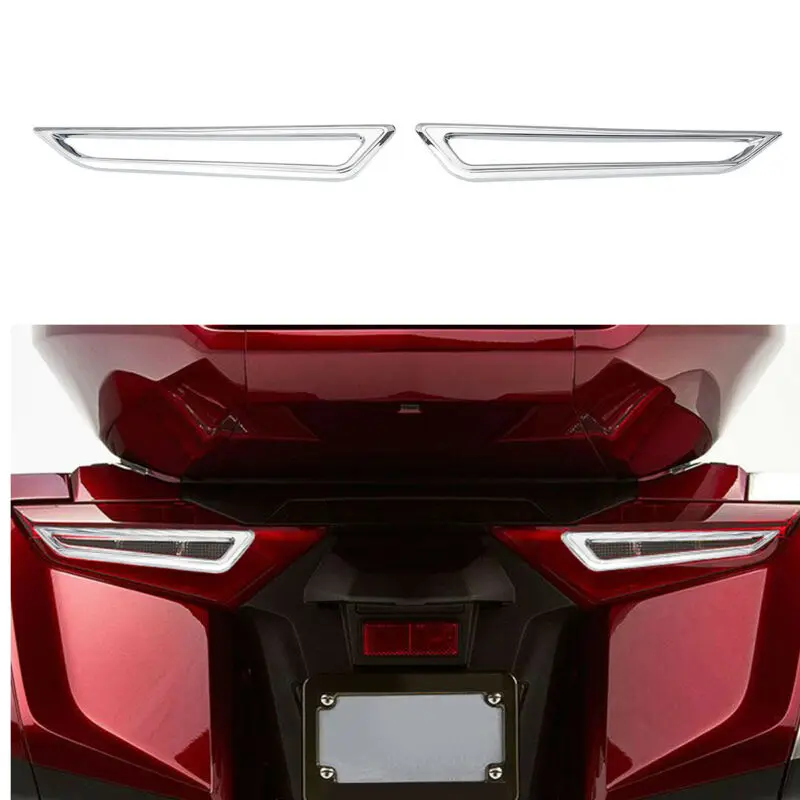 

Motorcycle Chrome Rear Brake Tail Lights Trim Accents For Honda Goldwing GL1800 2018-2020