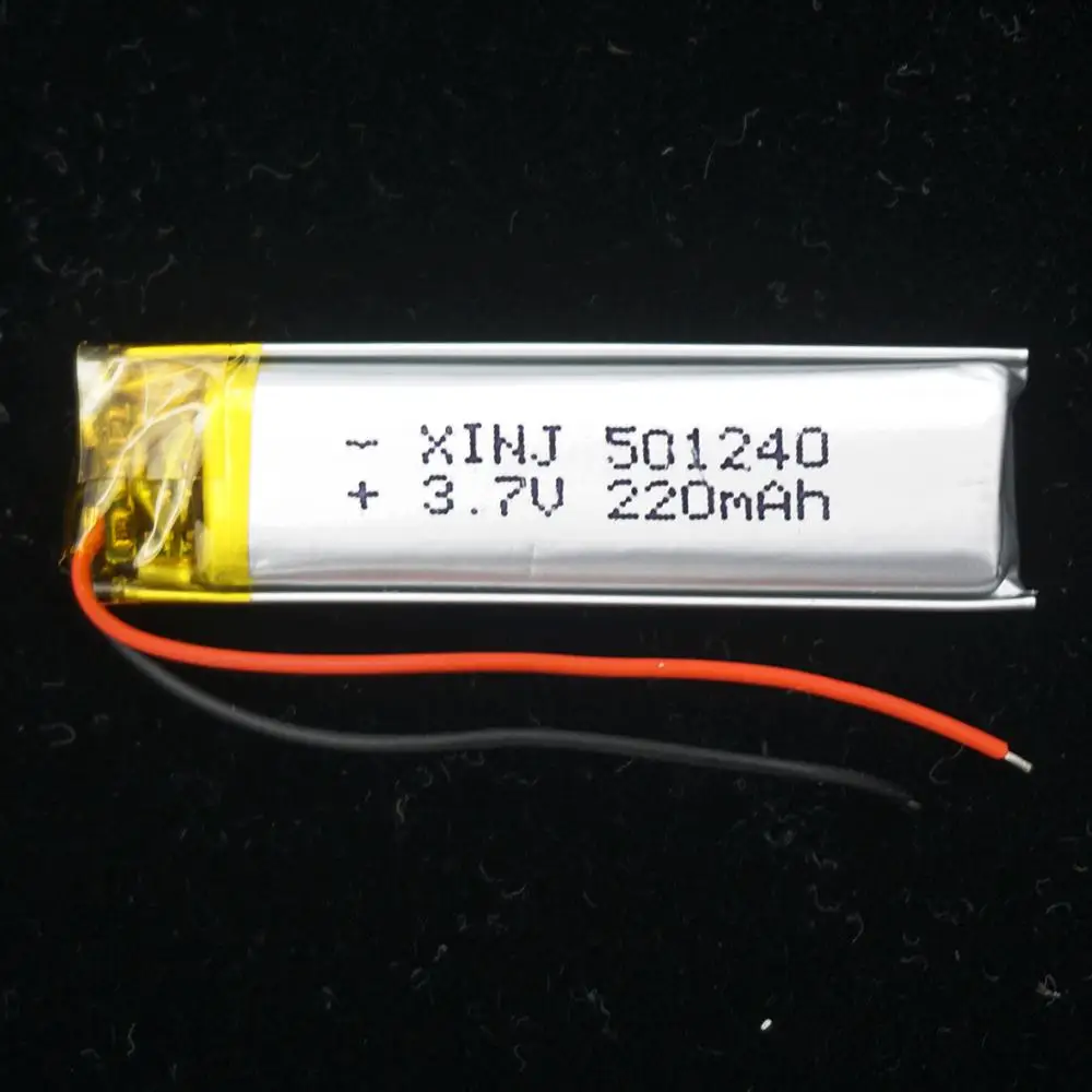 XINJ 50pcs 3.7V 220mAh Polymer Lithium Battery Lipo 501240 For DIY GPS Sat Nav Camera Earphone MP3 Music Player Driving Recorder |