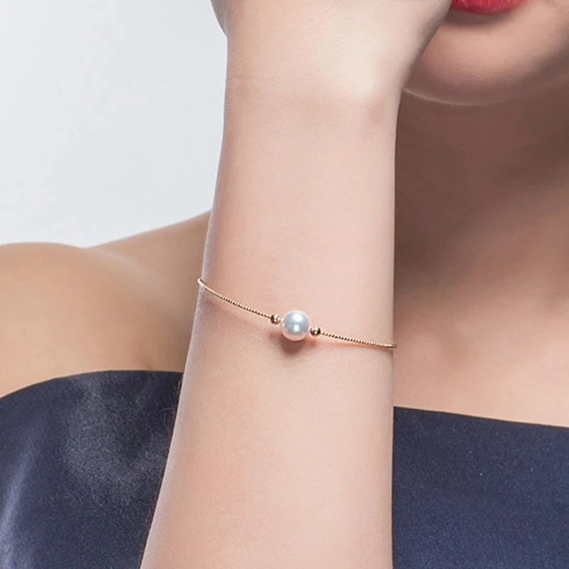 Sinya Au750 золотые браслеты с натуральным жемчугом и 18k золотыми бусинами можно регулировать длину носки можно DIY для женщин девушек и мам