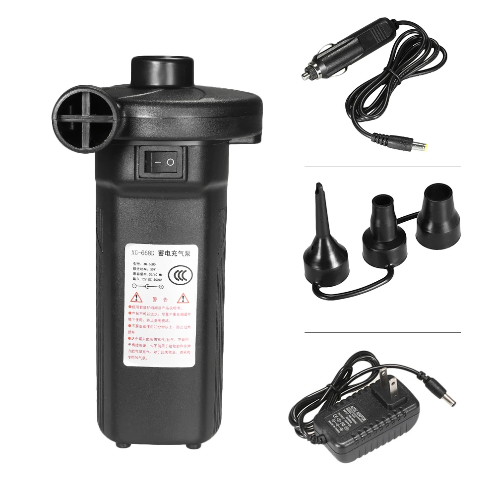 KKMOON AC 100-240 V/DC 12V перезаряжаемый электрический воздушный насос портативный насос для надувного матраса быстрозаполняющий Дефлятор с насадками