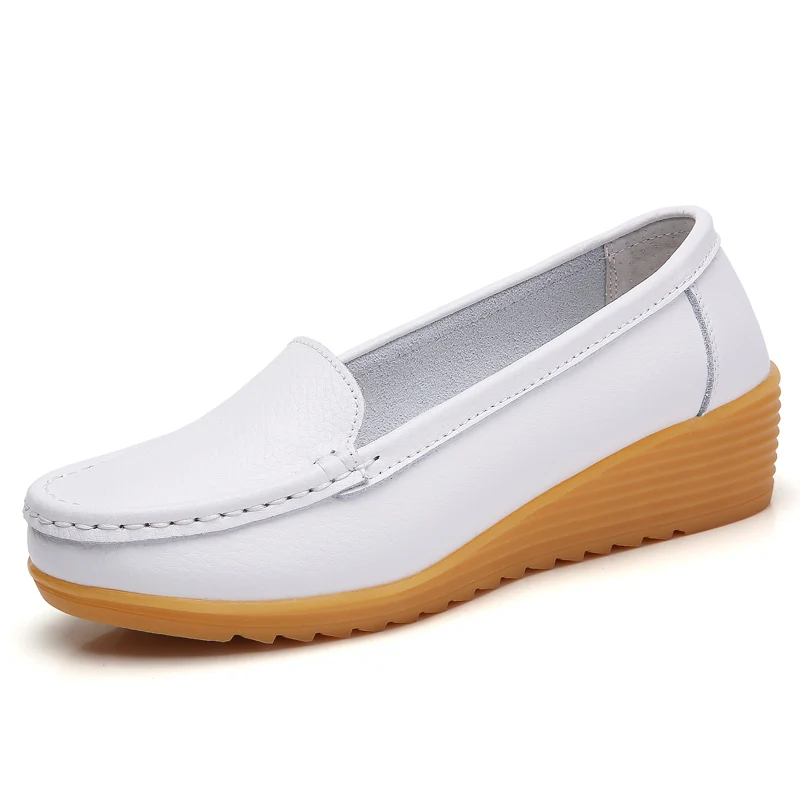 Genuine Leather Women's Height Increasing Shoes Light Breathable Casual Shoes Fashion Simple Trendy Shoes Tendon Sole Shoes