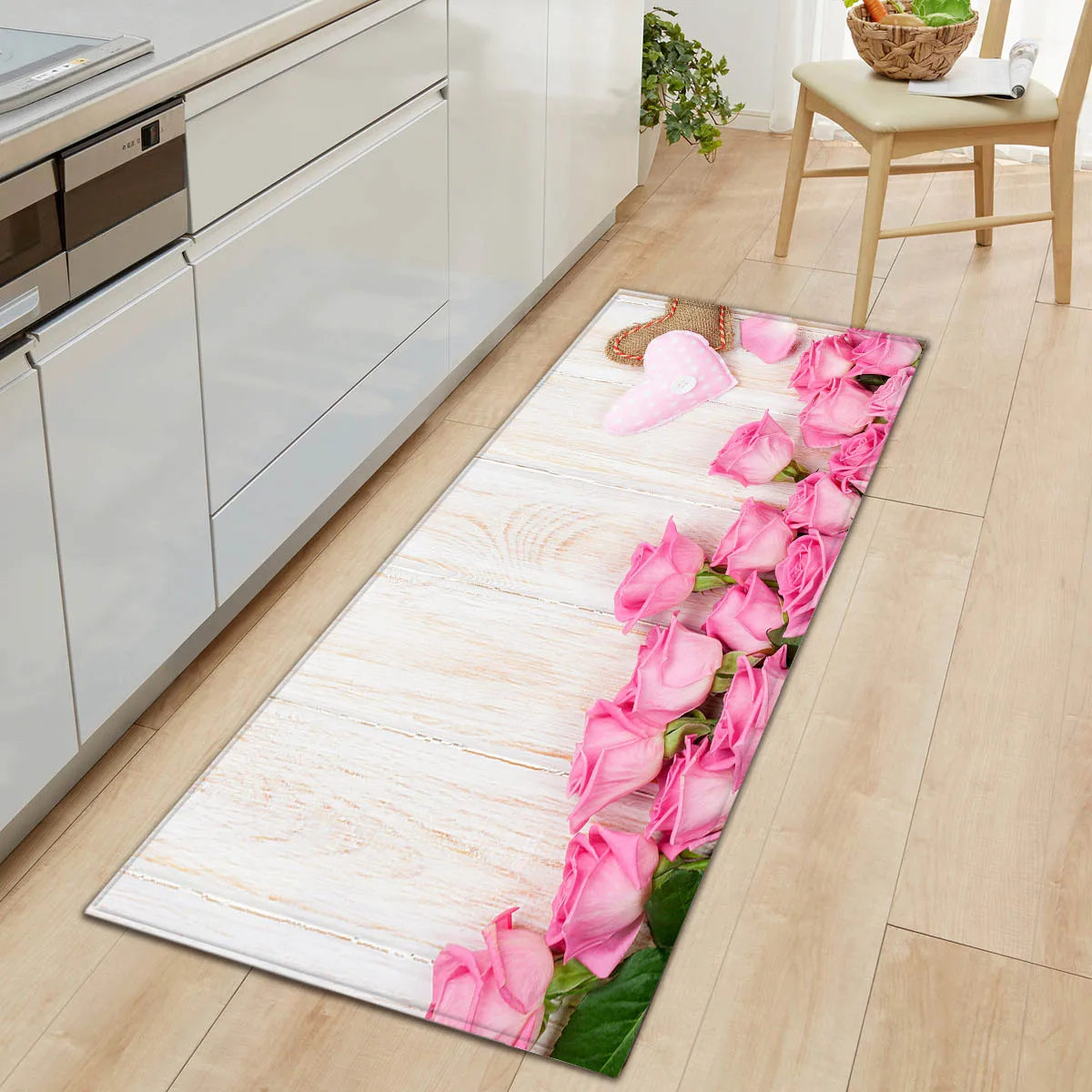 

Wood Grain Door Entrance Mat Carpet Anti-slip Kitchen Floor Mat Rugs Flannel Rugs for Living Room Bedroom Bathroom