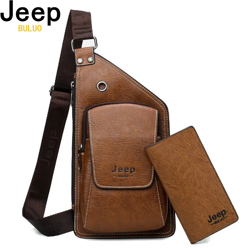 Мужская сумка для путешествий jeep buluo нагрудная цвета хаки учебы однолямочная