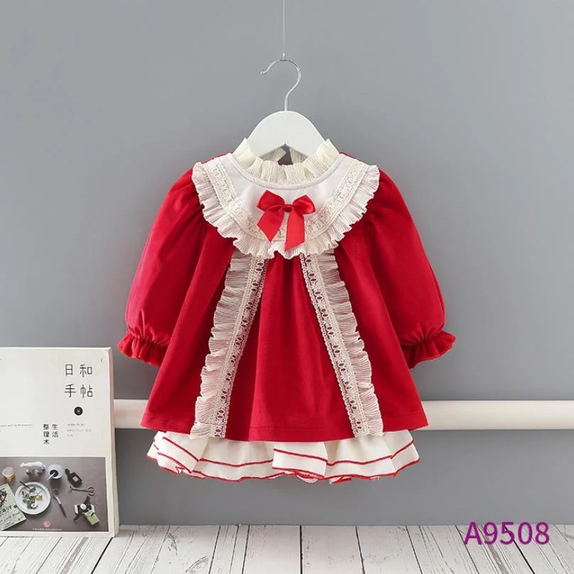 

Baby Clothing Spanish Lolita Vintage Velvet Turkey Lace Bow Ball Gown Birthday Party Easter Eid Princess Dress For Girls A43