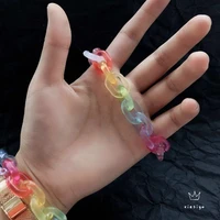rainbow colors acrylic bracelets for women geometric cool ins harajuku style lovers exaggerated design girls jewelry