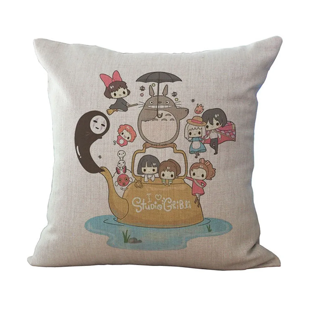 

2021 New Cotton And Linen Pillow Home Decoration Pillowcase 45x45cm Cartoon Anime Cute Big-Bellied My Neighbor Totoro