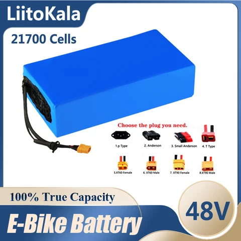 Литиевый аккумулятор LiitoKala для электровелосипеда, 48 В, 30 А · ч, 35 А · ч, 20 А · ч, 25 А · ч, 40 А · ч, 50 А · ч, 45 А · ч, 21700