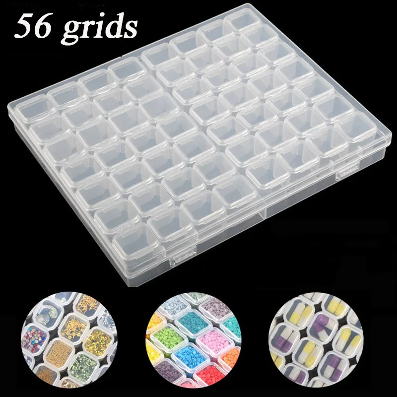 

56/28/224/448 ячеек пластиковый ящик для хранения наборы наклеек для алмазной живописи аксессуары для вышивки контейнер для инструментов держат...