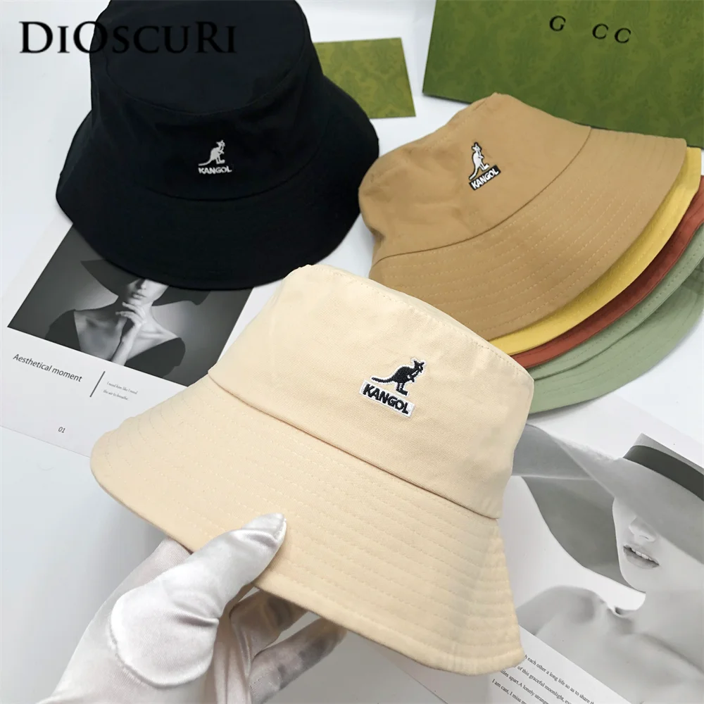 

Кепка-кенгуру из хлопка, повседневная Регулируемая брендовая дизайнерская шляпа для рыбалки с вышивкой, с большими полями, для защиты от со...