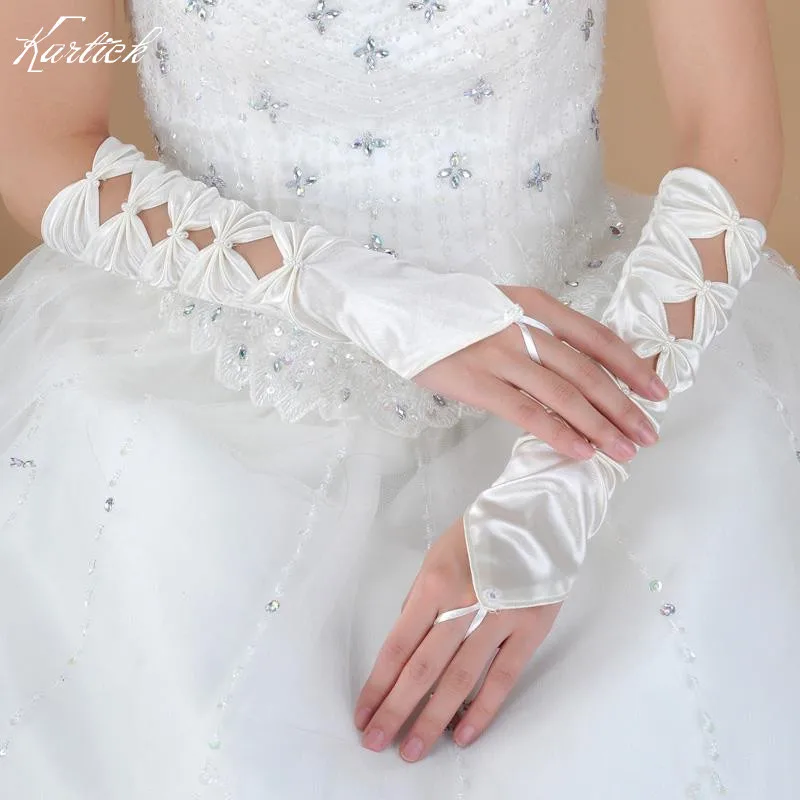 

Перчатки Свадебные без пальцев, элегантные свадебные аксессуары для принцессы, цвет белый/слоновая кость/красный