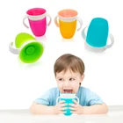 360 градусов можно поворачивать, Детская обучающая кружка для питья с двойной ручкой, откидная крышка, герметичная Волшебная чашка, младенцы, чашка для бутылок