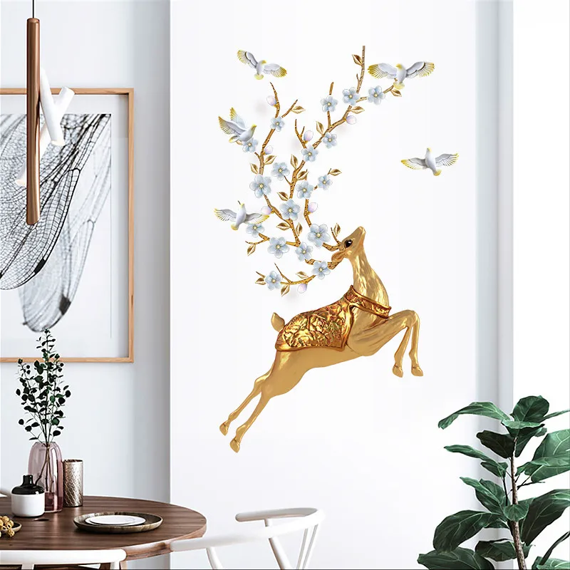

[HHT] 3D Sika Deer Wall Stickers Living Room Porch Stairway TV Background Wall Decorations Home Decor Wallpaper Self-adhesive