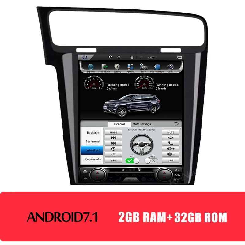 android car radio KiriNavi вертикальный экран Tesla стиль Android 7,1 10,4 Автомобильный мультимедийный dvd-плеер для VW Golf 7 Радио Навигация 2013 - Цвет: android car radio