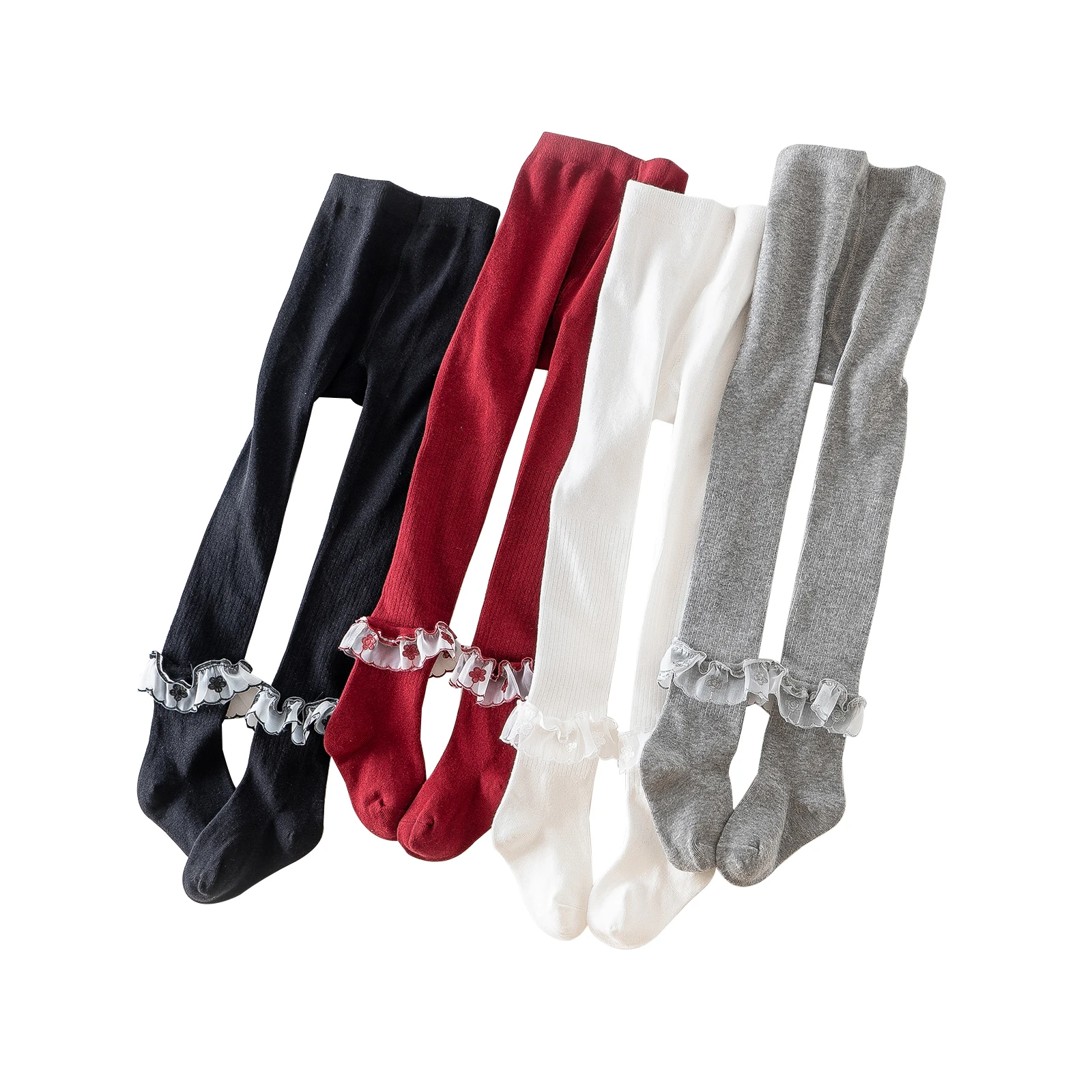 

Emmababy 2021 New Girl’s Fashion Lace Trim Leggings Autumn Baby’s Solid Color Breathable Outer Bottoming Pantyhose