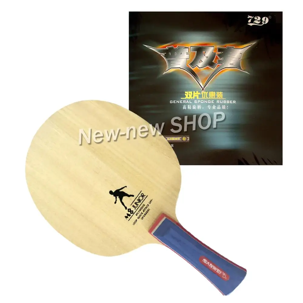

Sanwei M8 (M 8, M-8) With 2x 729 General table tennis Rubber With Sponge for one paddle shakehand Long Handle FL