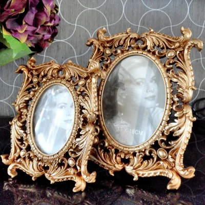 antique gold 7inch Европейский Стиль фоторамка рельеф Рубенс позолоченная Роскошная квадратная маятниковая рамка - Цвет: antique gold 7inch