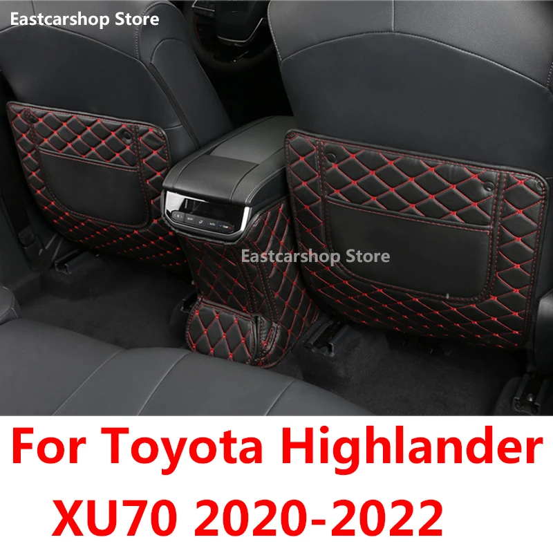 For Toyota Highlander XU70 Kluger 2020 2021 2022 Car Rear Seat Anti-Kick Pad Rear Seats Cover Back Armrest Protection Mat Cover