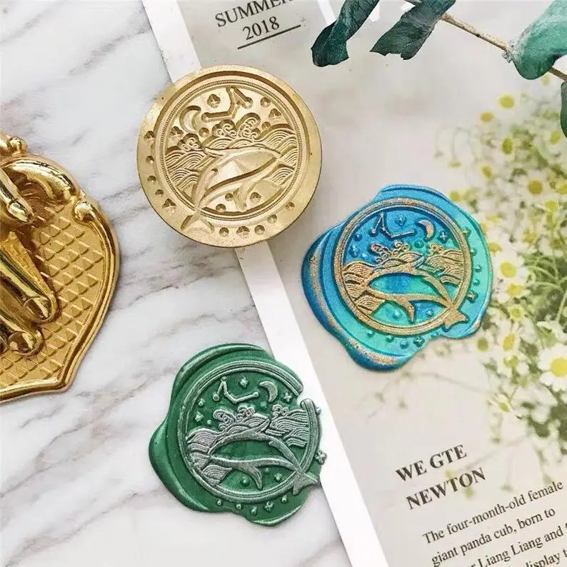 Печать для воска в виде акулы и Луны звезда луна искусственный воск печать