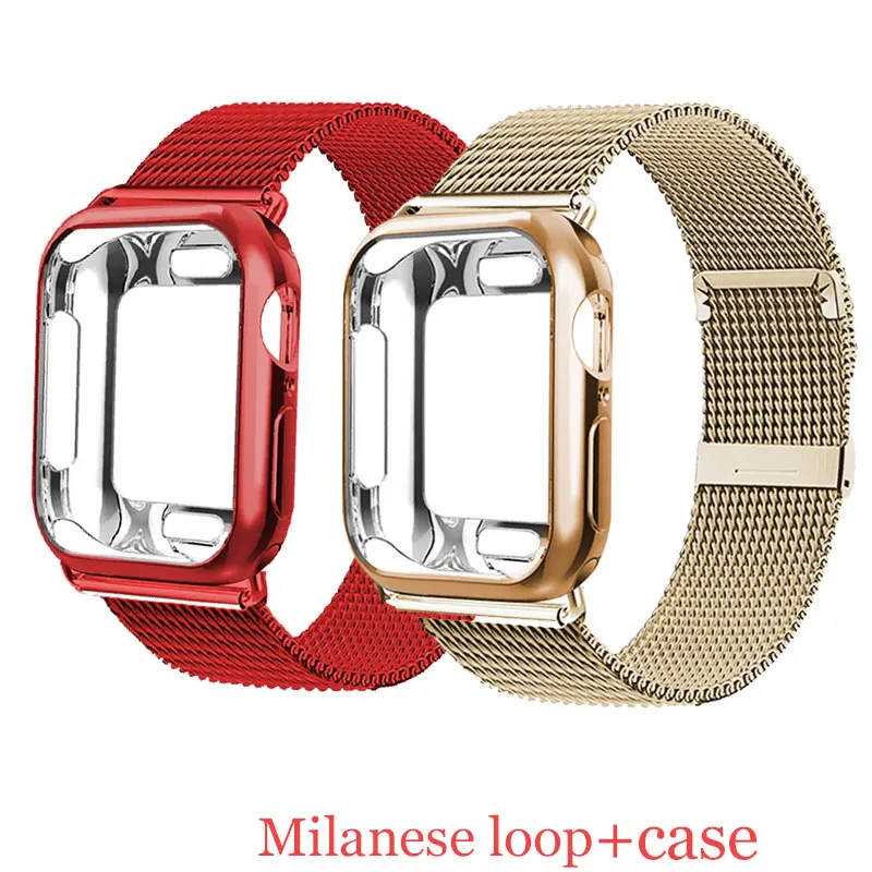 

Чехол и ремешок для Apple watch band 44 мм 40 мм 42 мм 38 мм, магнитный браслет «Миланская петля» для iwatch series 6 5 4 3 SE