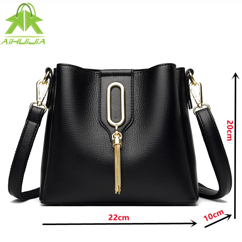 

Luxury High Capacity Handbag for Woman Fashion Tassel Shoulder Bag 2021 New High Quality Pu Leather Female Bucket Messenger Bags
