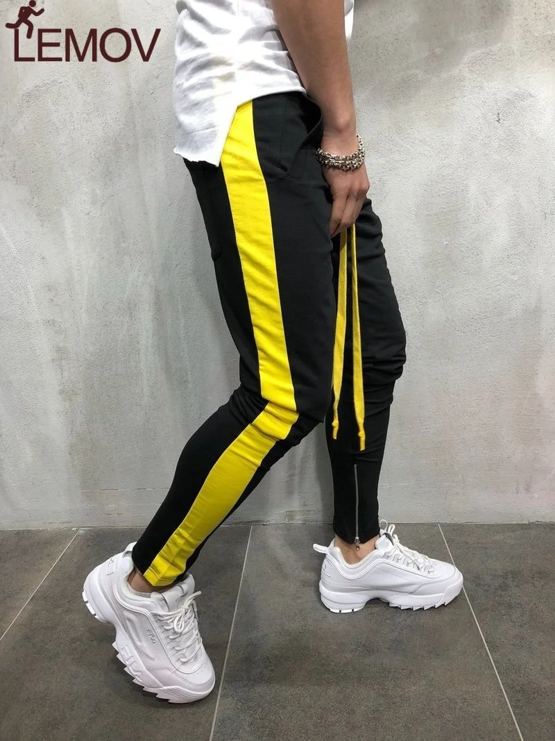 Мужские спортивные брюки LEMOV длинные брюки-шаровары с полосками сбоку