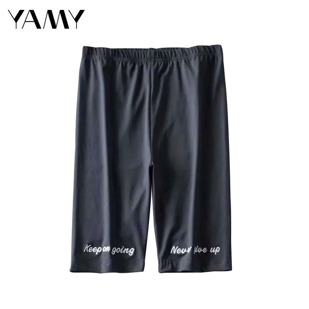 

Keep on going Never give up embroidered letter print womens Biker Shorts elastic waist Fitness Gym Shorts Neon Summer sexy Short