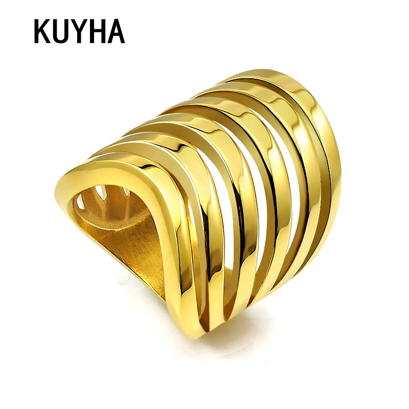 Unique Rings For Women Men Gold/Silver Color Fingers Thumb Ring Hollow Unisex Jewelry Top Quality Geometric Ring