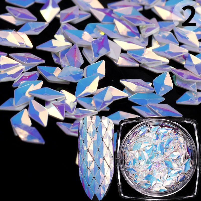 3D лазерный треугольный дизайн ногтей Блестящий чешуйчатый Декор маникюрные