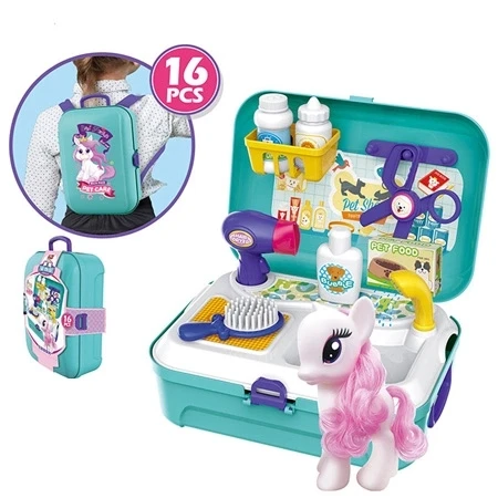Pet Set Детские игрушки для ролевых игр портативный рюкзак Моделирование Медицинский Набор Дети ролевые игры макияж/кухня/шоппинг/доктор игрушки - Цвет: Pet Set
