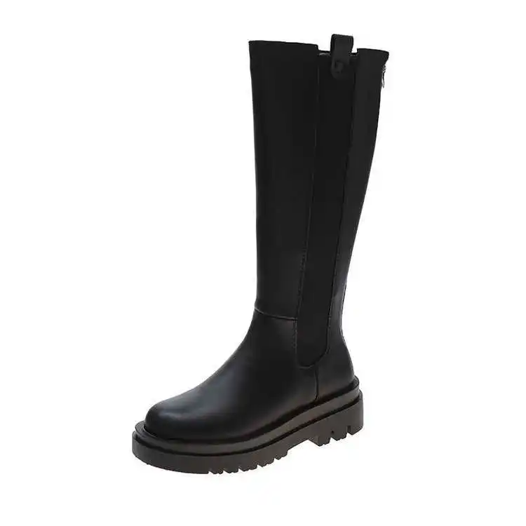

White chivalry boots women's autumn and winter 2020 new thin thick bottom knee length boots British style small tall boots