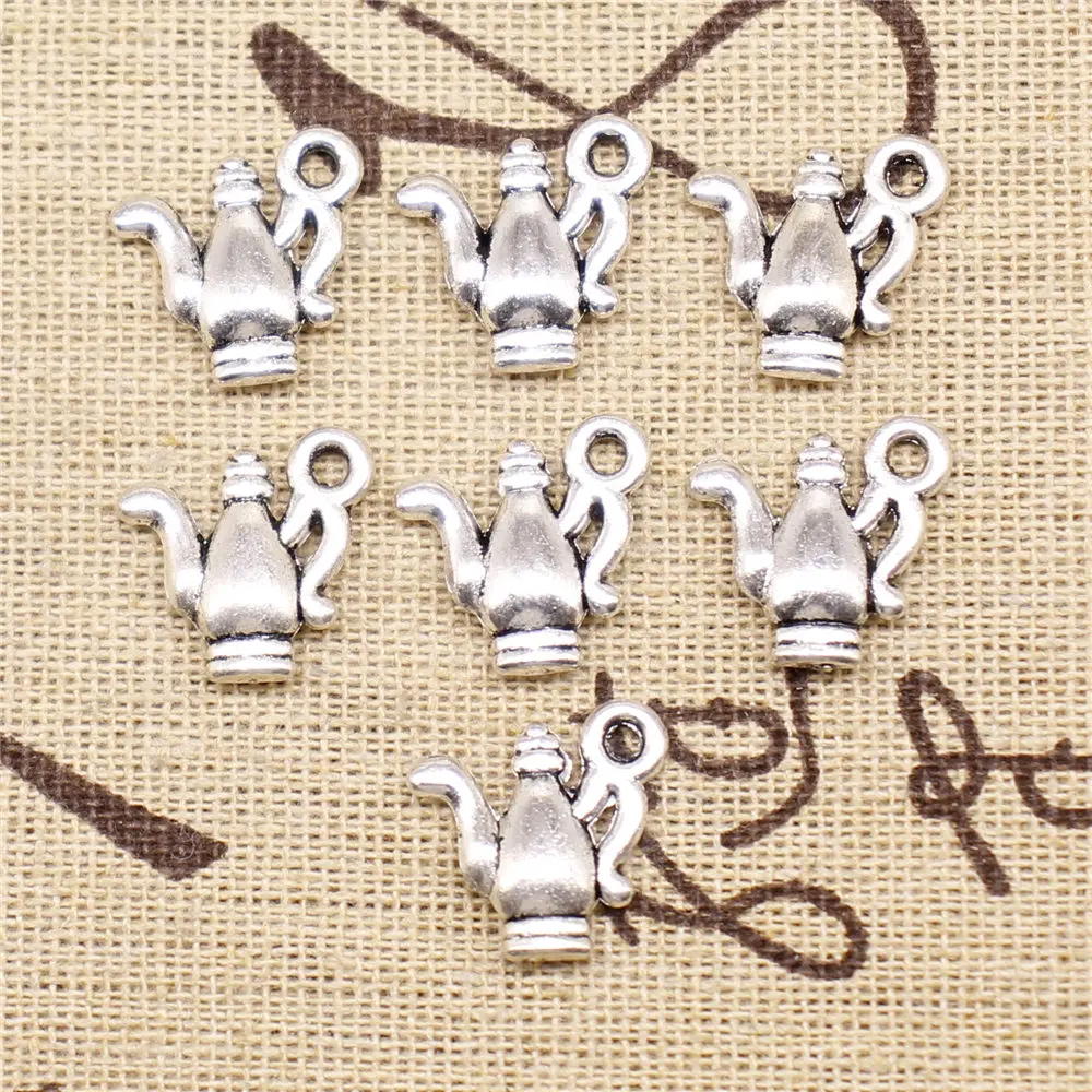 

Charm For Making Jewelry Pendants Antique Silver Color Teapot 14x15mm 10pcs