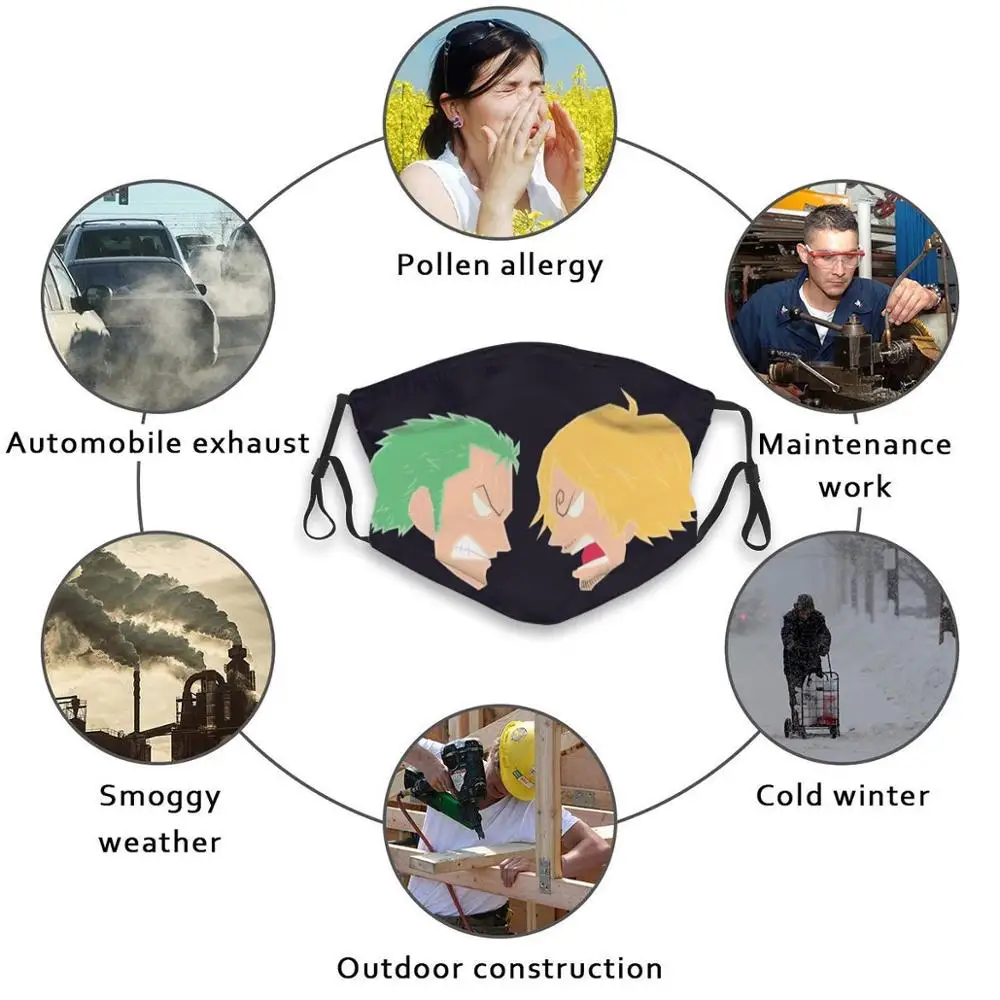 Моющаяся маска для рта Marimo Vs Ero Cook с фильтром и защитой от пыли Аниме One Piece манга