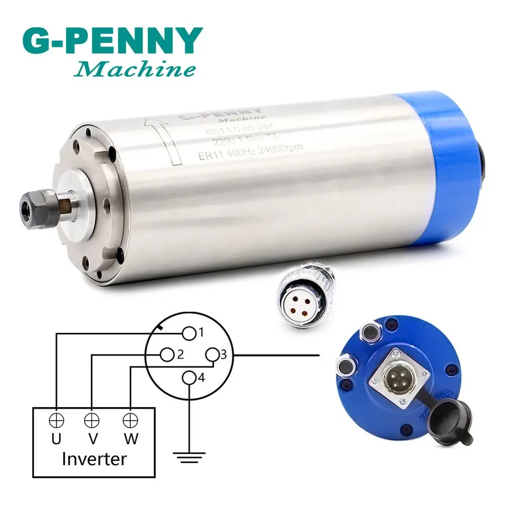 G penny CNC шпиндель водяного охлаждения 1 5 кВт ER11 деревообрабатывающий мотор 80x200 мм и