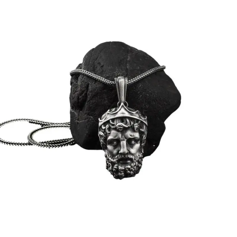 Ancient Greek Mythology King of The Gods Portrait Pendant Necklace for Men Women Retro Nordic Amulet Jewelry Gift |