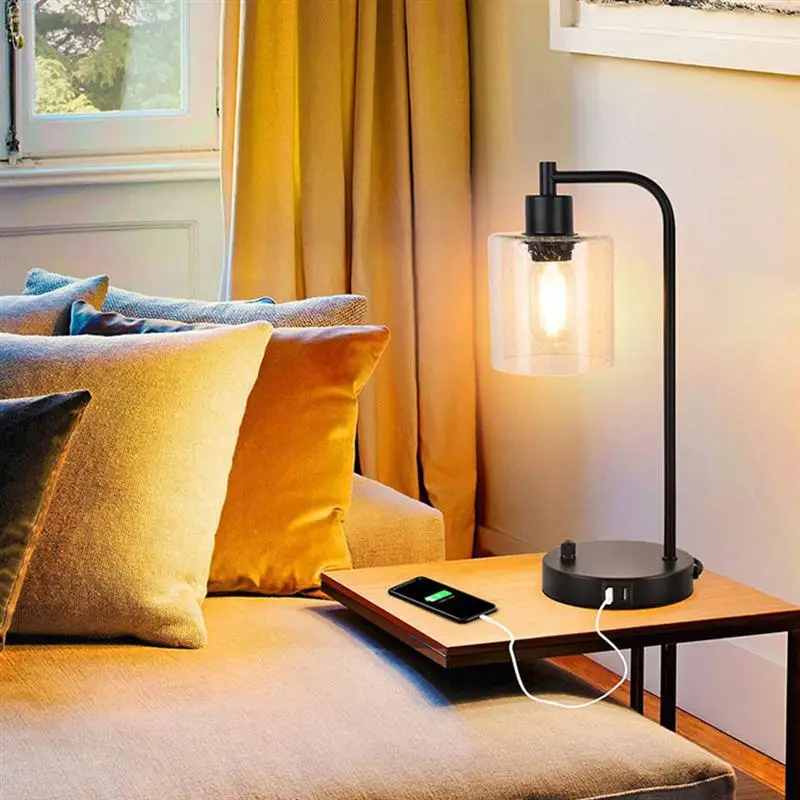 

1Pc Simple Table Lamp Universal Bedroom Bedside Lamp Night Lamp