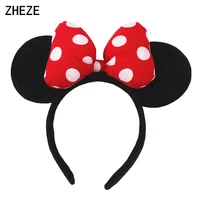 6pcs new 4 5 pold dot sequin bow kid hairband high quality classic mouse ears party headband for children diy hair accessories