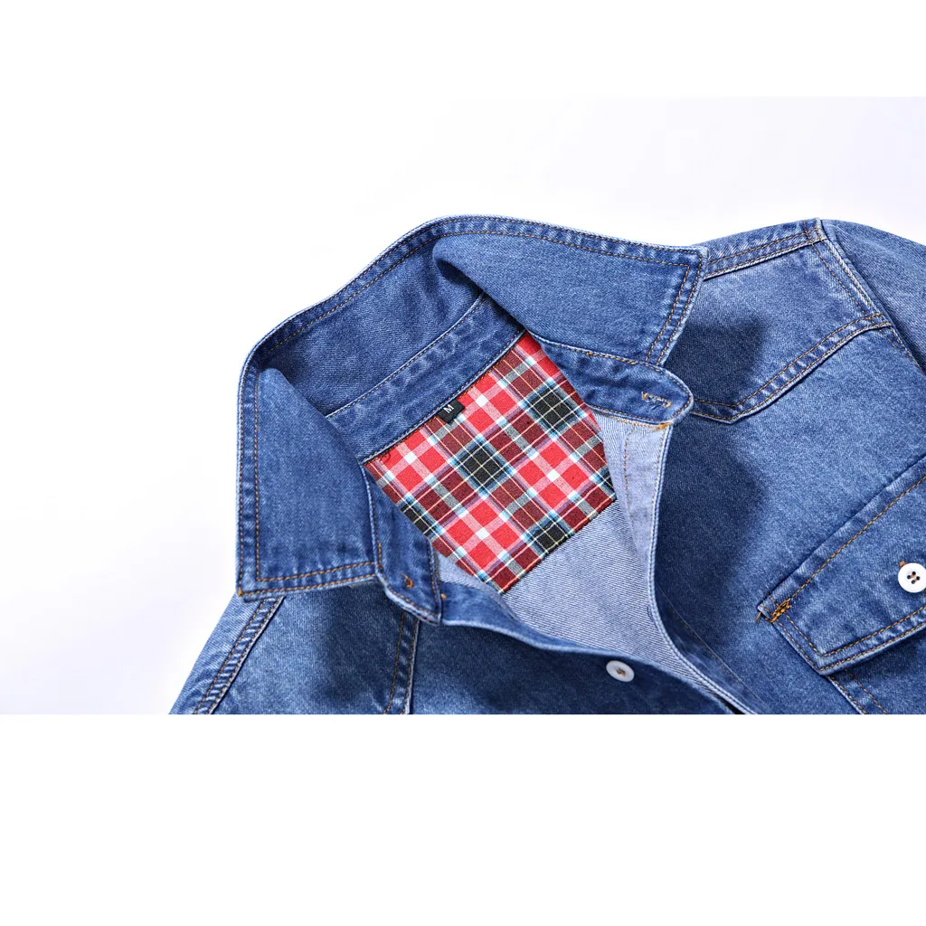 Мужская джинсовая куртка SAGACE повседневная хлопковая с отложным воротником и