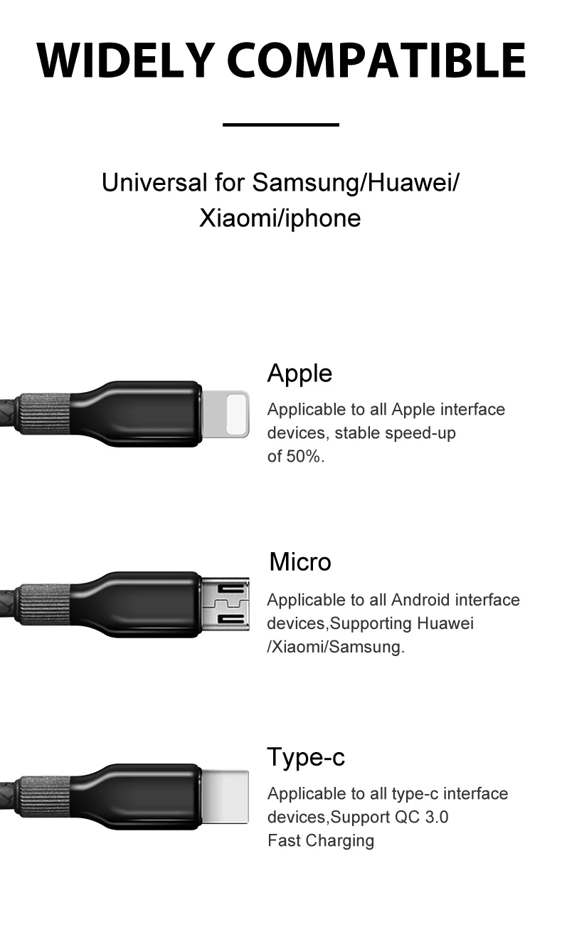 IONCT 3A Micro USB Дата-кабель для быстрой передачи данных зарядки для iPhone Xiaomi samsung Android usb c type-c кабель мобильного телефона зарядное устройство Шнур провода