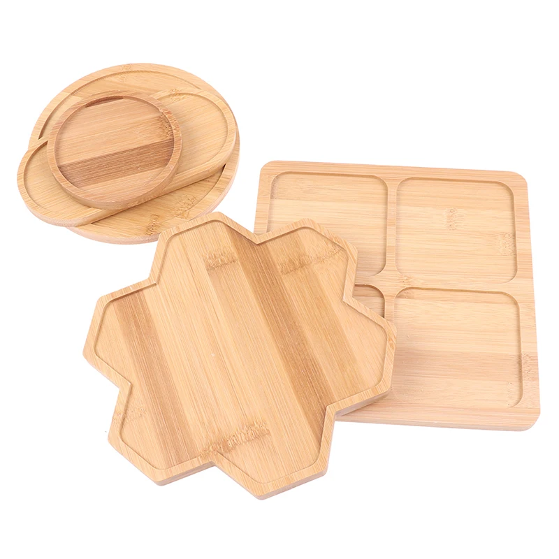 Бамбуковые круглые квадратные миски тарелки для суккулентов горшки подносы