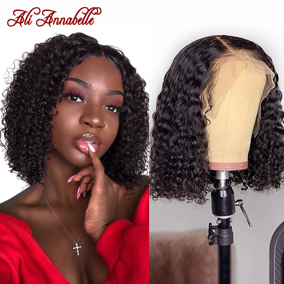 Ali Annabelle кудрявые парики для женщин фронта шнурка перуанские короткие