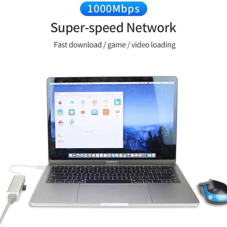 USB гигабит Ethernet Rj45 C концентратор Lan адаптер 1000 Мбит/с Тип к 3 0 10/100/1000 сетевая карта