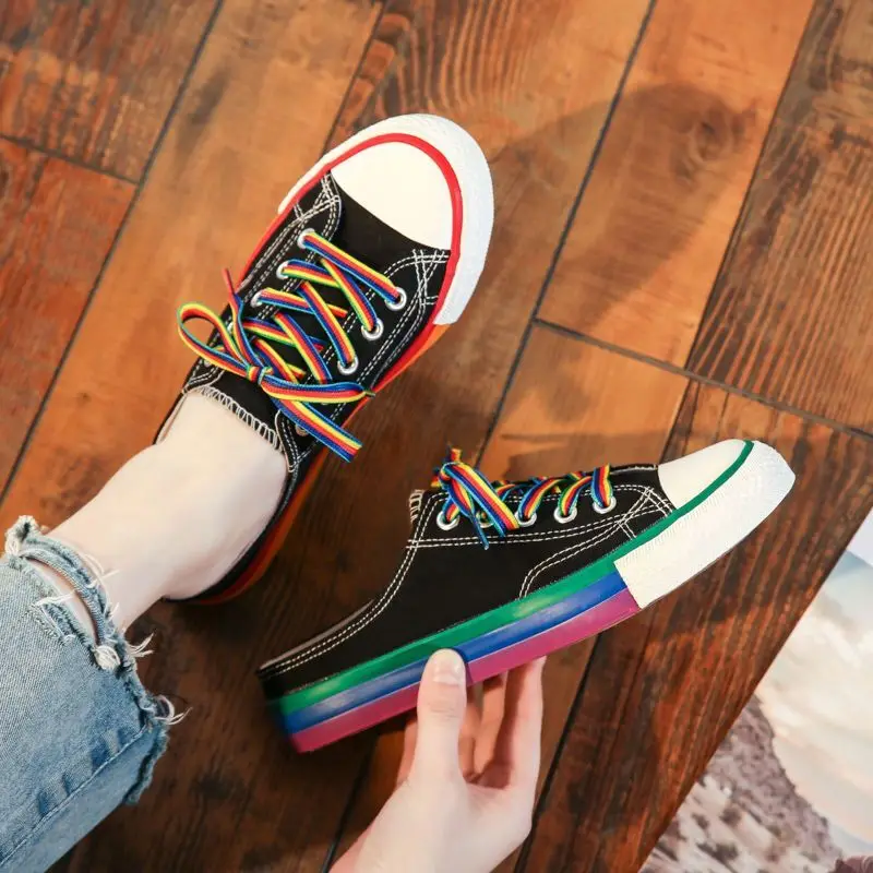 Сандалии женские холщовые плоская подошва полутапочки модные кроссовки без