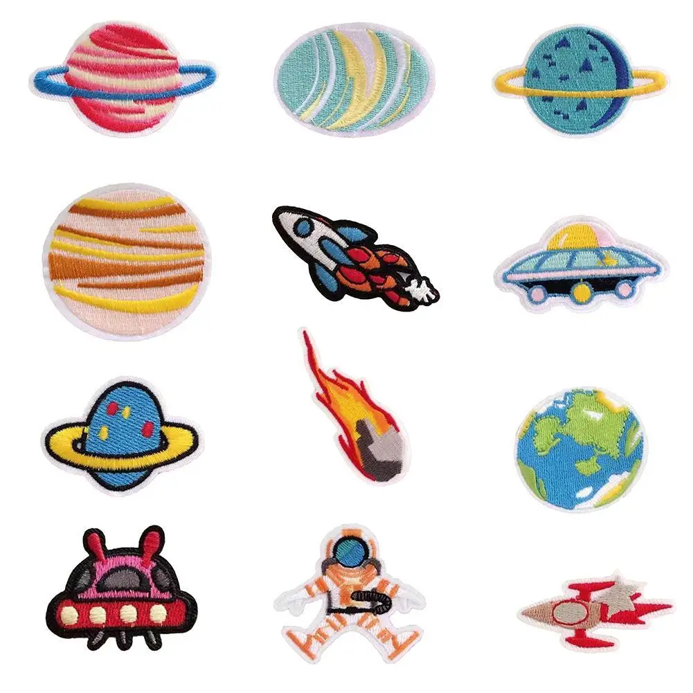 1 шт. UFO Alien Patches Вышивка Железо на заплатках для одежды DIY полосатая одежда