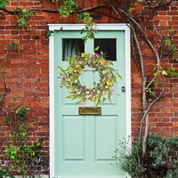 home decor summer wreath front door with artificial flowers and green leaf wreath wall decor
